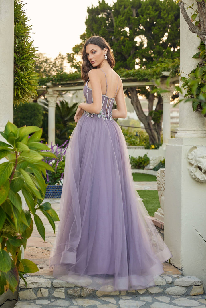Beaded Sleeveless A-line Slit Gown by Juliet JT2638G - FOSTANI.com