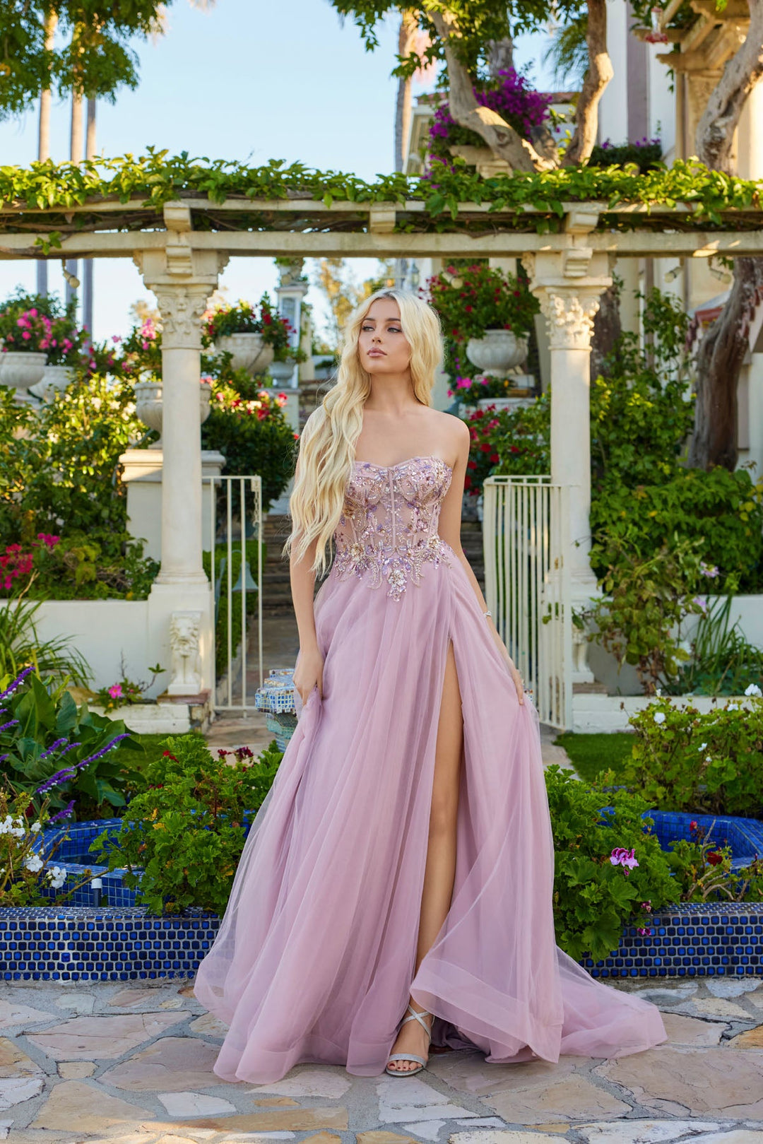 Beaded Sweetheart A-line Slit Gown by Juliet JT2640G - FOSTANI.com