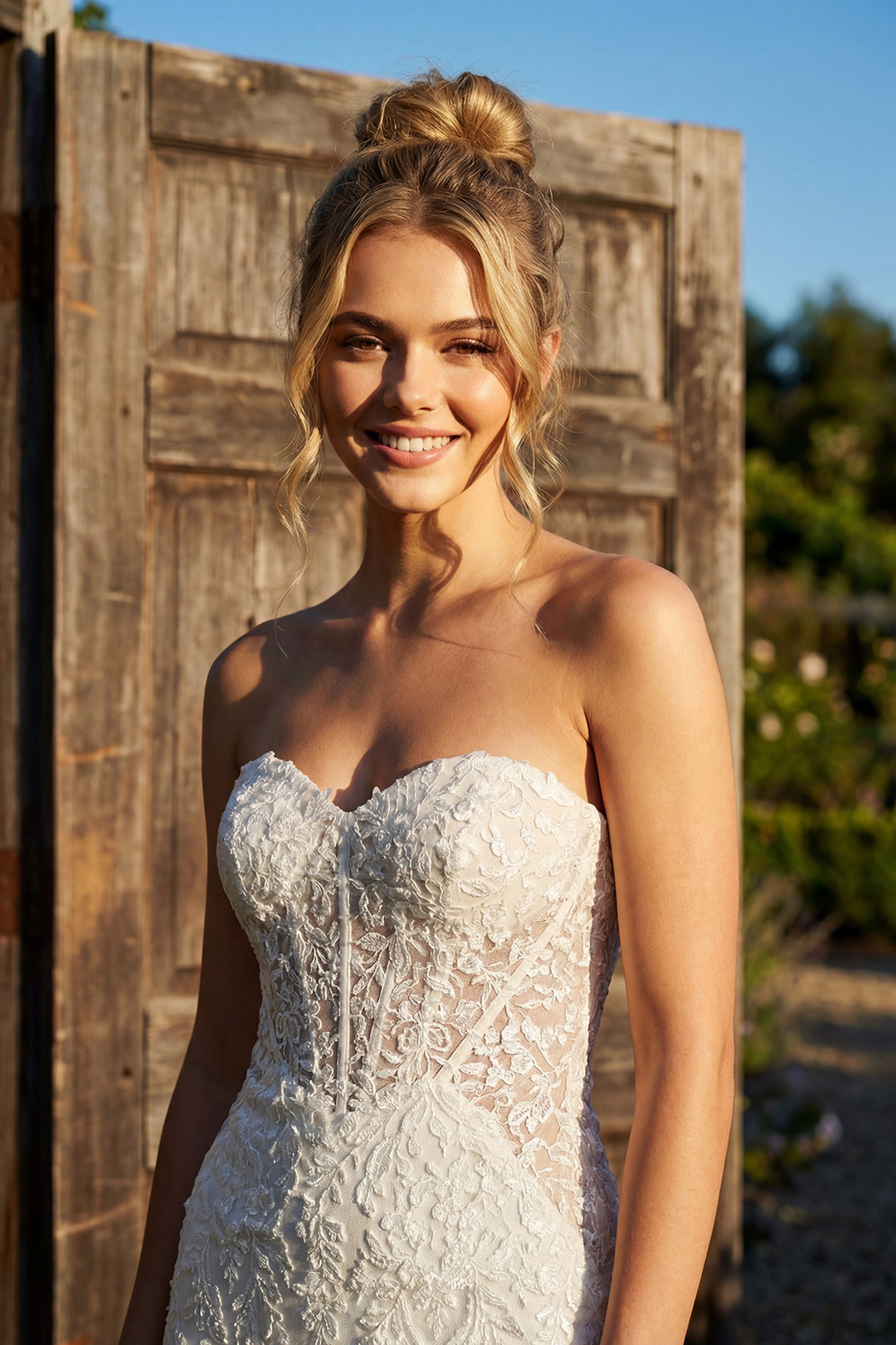 Juliet JT2666SW strapless mermaid bridal gown bodice detail view