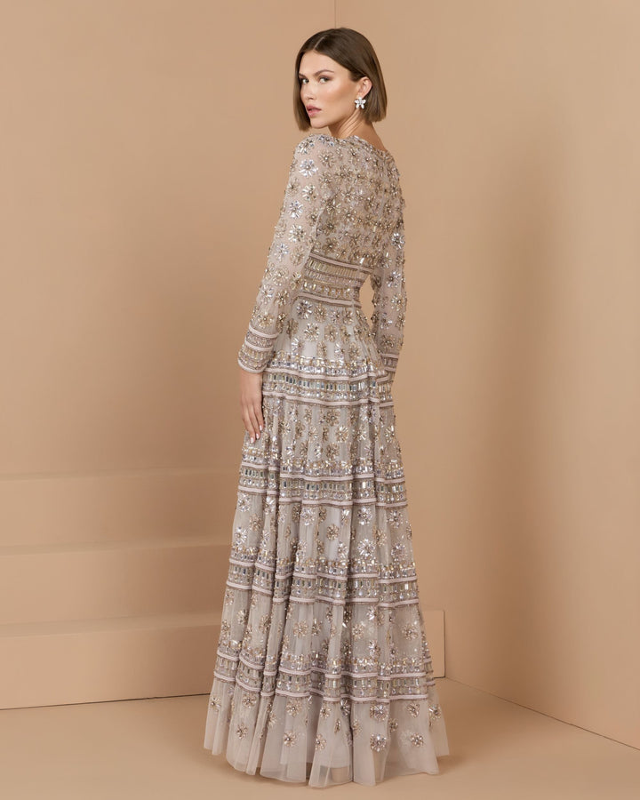 Mac Duggal 10174 Embellished Long Sleeve A-Line Gown