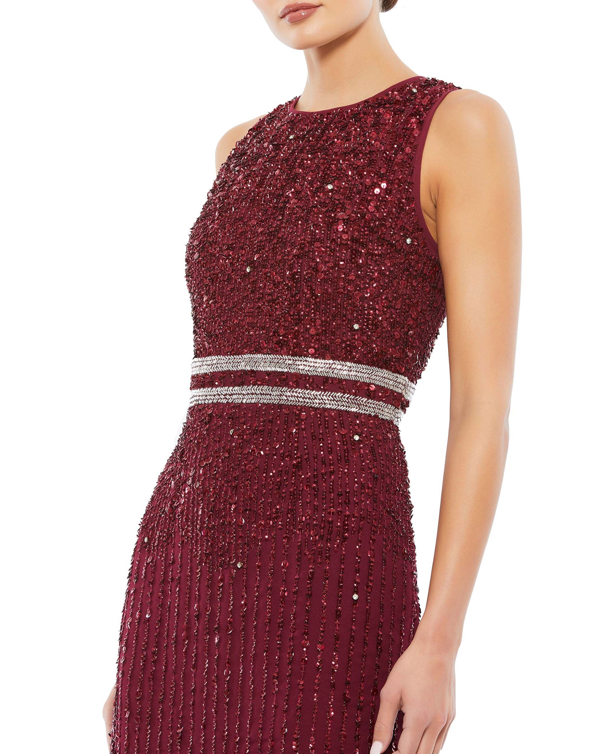 Max Duggal Navy vertical midi buying sequin dress