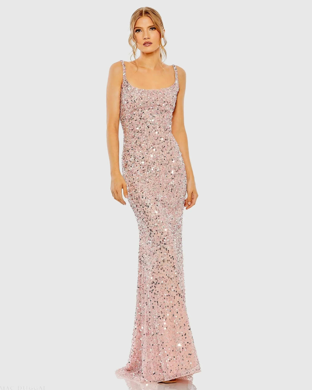 Mac Duggal Women's Sequined Low Back Slip Gown - Pink