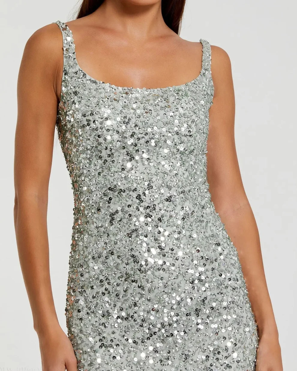 Mac Duggal 10705 Pink Sequined Low Back Slip Gown