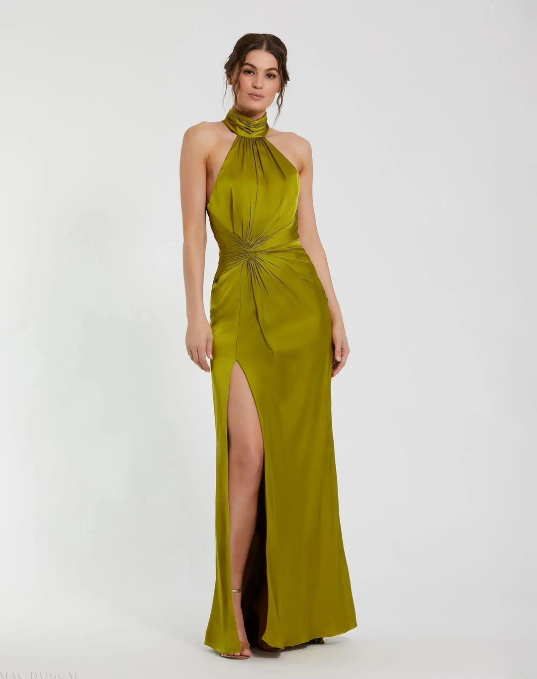mac duggal olive green dress Mac Duggal Women's Rhinestone Embellished Crepe A Line Midi Dress