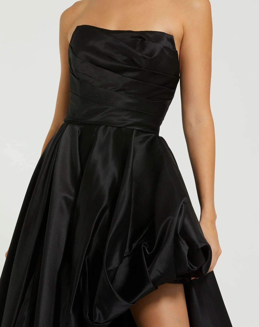 Mac Duggal 11685 Black Strapless Ruched High Low Gown