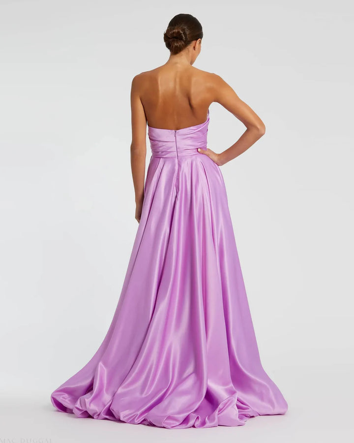 Mac Duggal 11685 Black Strapless Ruched High Low Gown