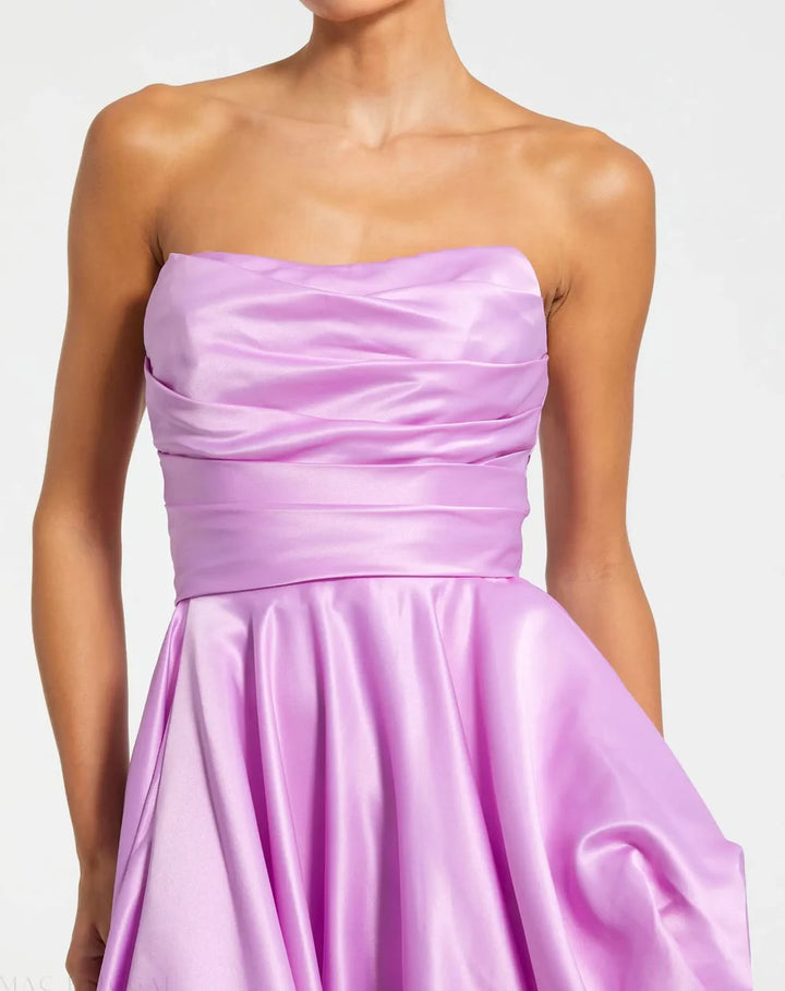 Mac Duggal 11685 Black Strapless Ruched High Low Gown