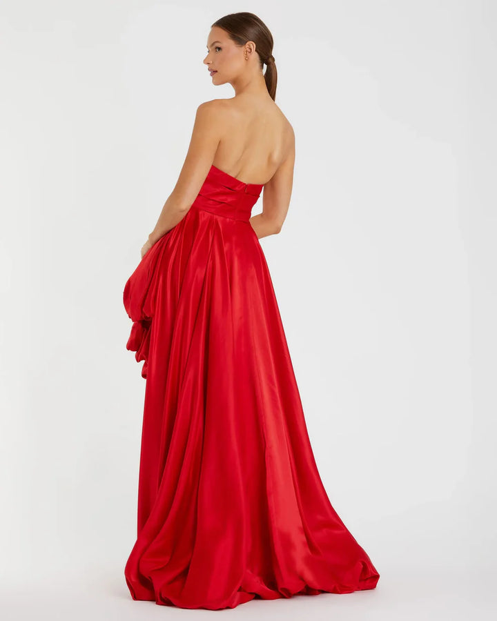 Mac Duggal 11685 Black Strapless Ruched High Low Gown