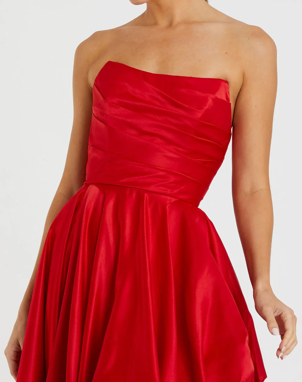 Mac Duggal 11685 Black Strapless Ruched High Low Gown