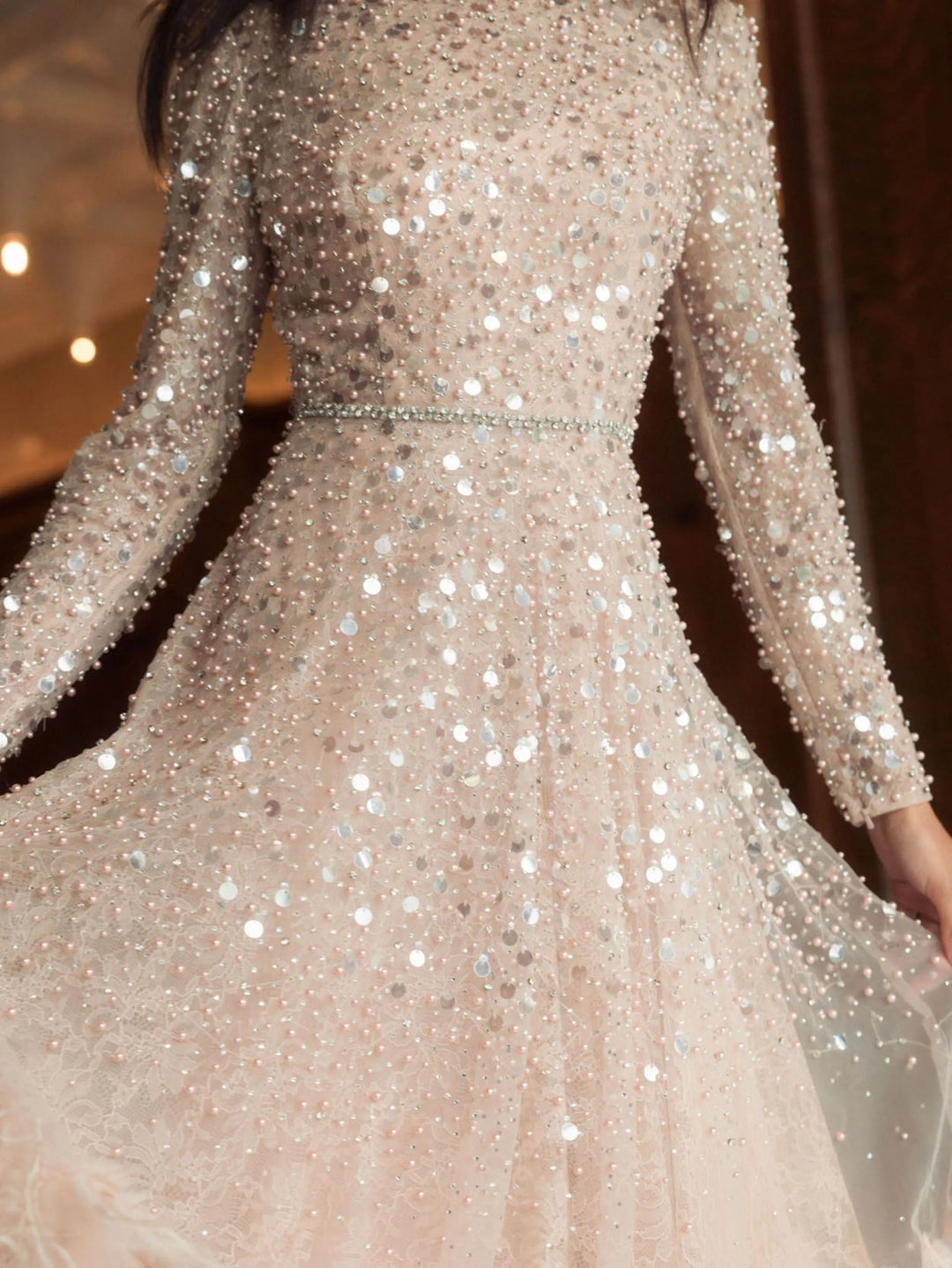 Mac Duggal 11782 Disc Embellished Sequin Gown with Feather Detail