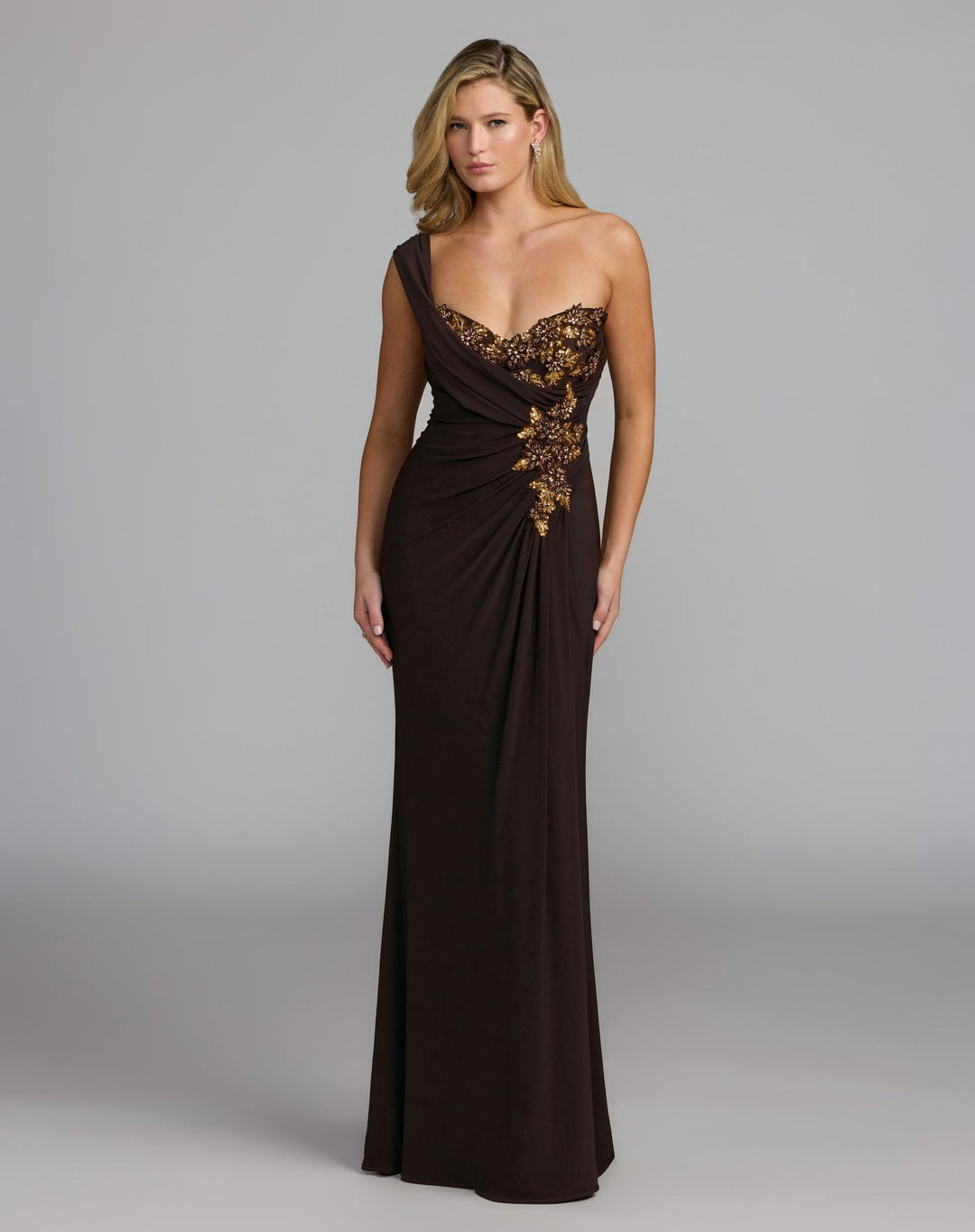 Mac Duggal 13243 One Shoulder Embellished Jersey Gown