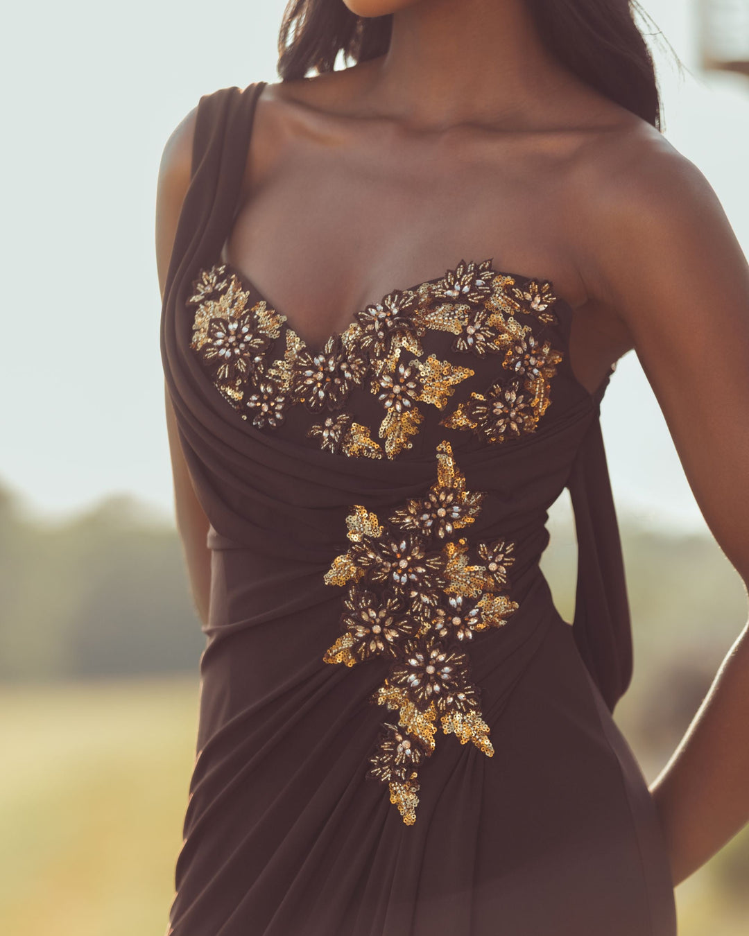 Mac Duggal 13243 One Shoulder Embellished Jersey Gown