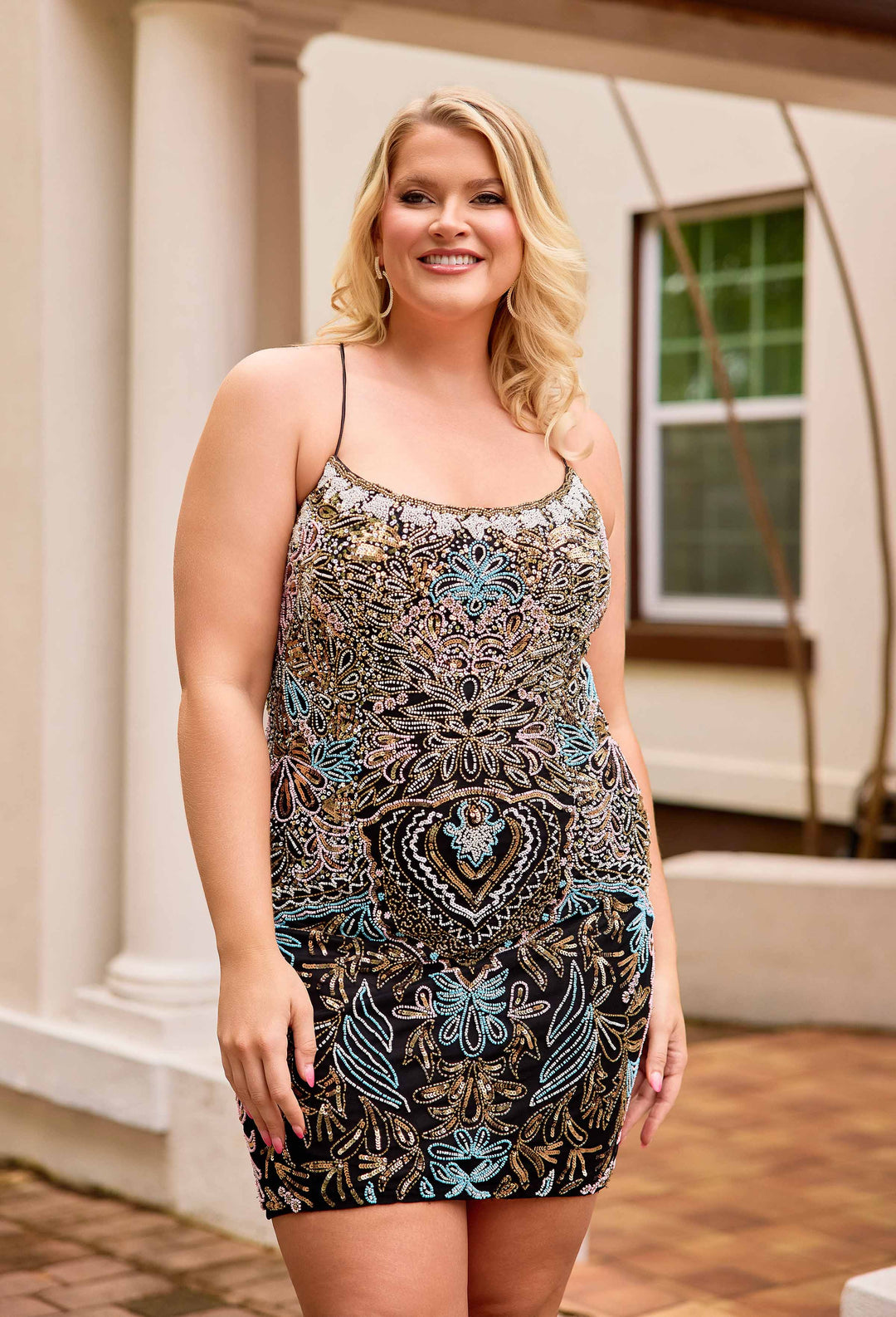 plus size floral homecoming dresses Plus-Size Long Prom Dress with Puff Sleeves
