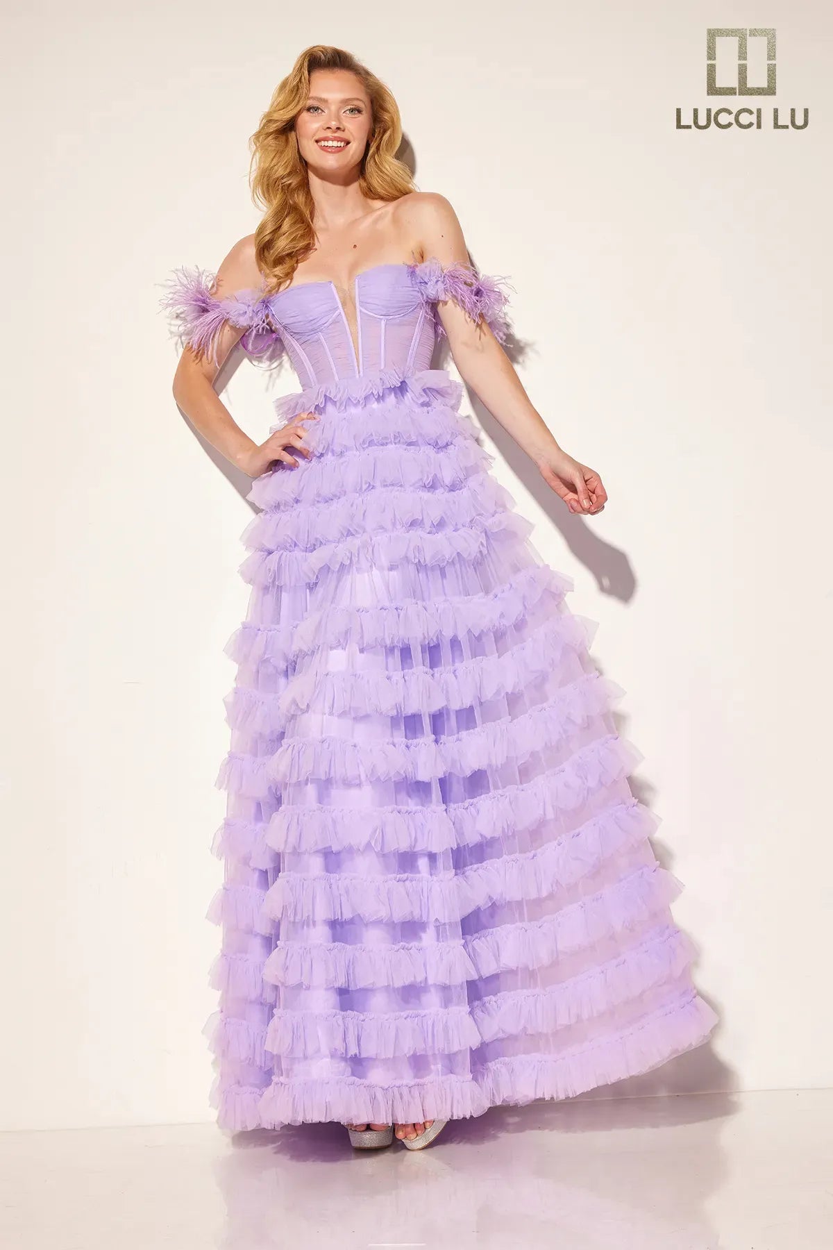 Lucci Lu 1410 Off-Shoulder Ruffled Prom Dress 2026 Lucci Lu 1410 Off-Shoulder Ruffled Prom Dress 2026