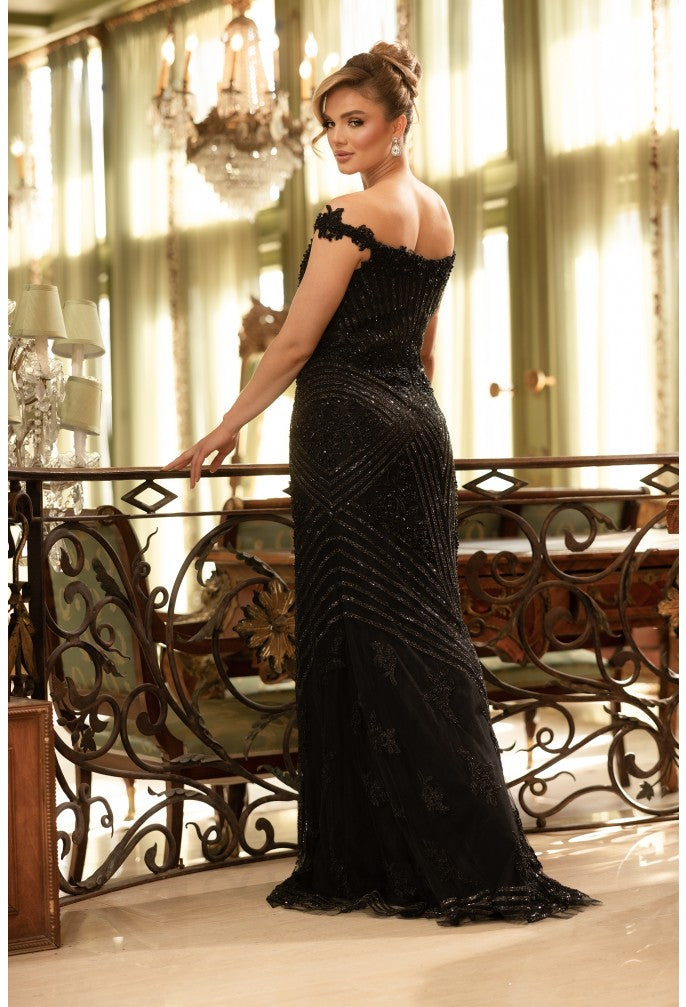 Terani 1912GL9572 Sweetheart Off-the-Shoulder Corset fit-and-flare