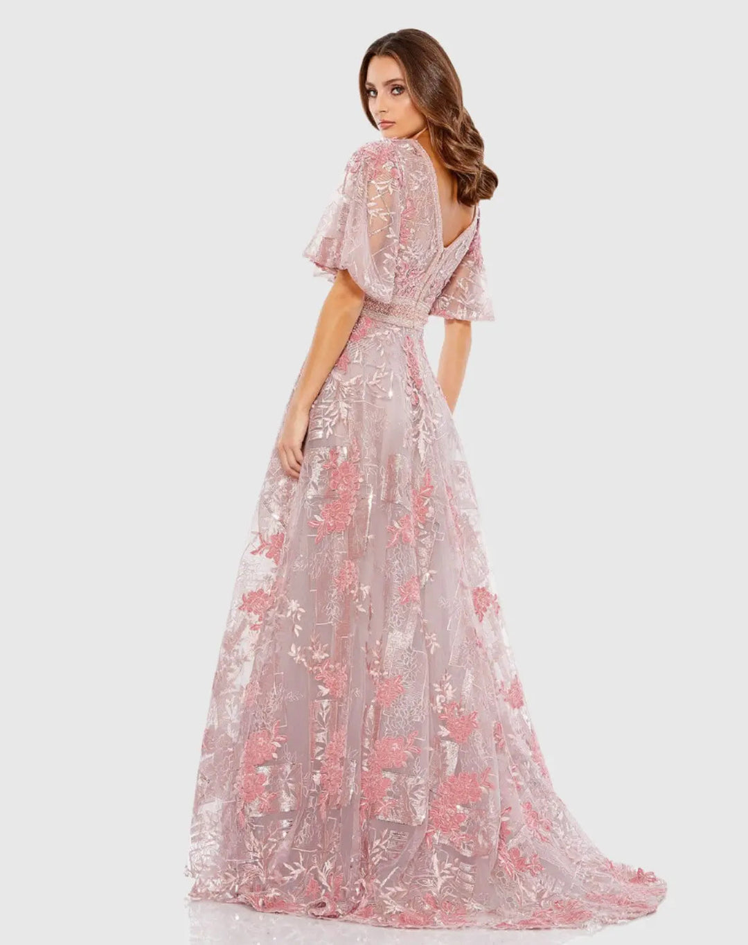 Mac Duggal 20262 Embroidered Flounce Sleeve A Line Gown
