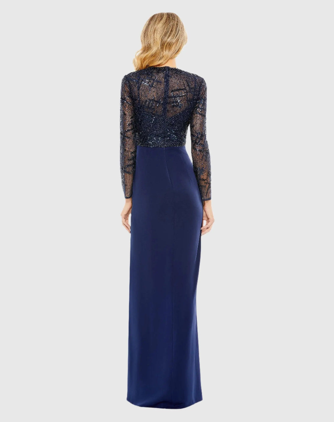 Mac Duggal 20340 Embellished High Neck Bodice Faux Wrap Gown