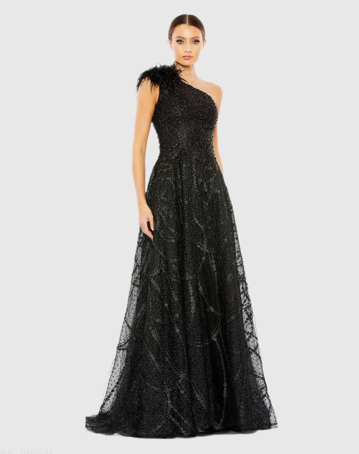 Mac Duggal 20389 Embellished One Shoulder A Line Gown