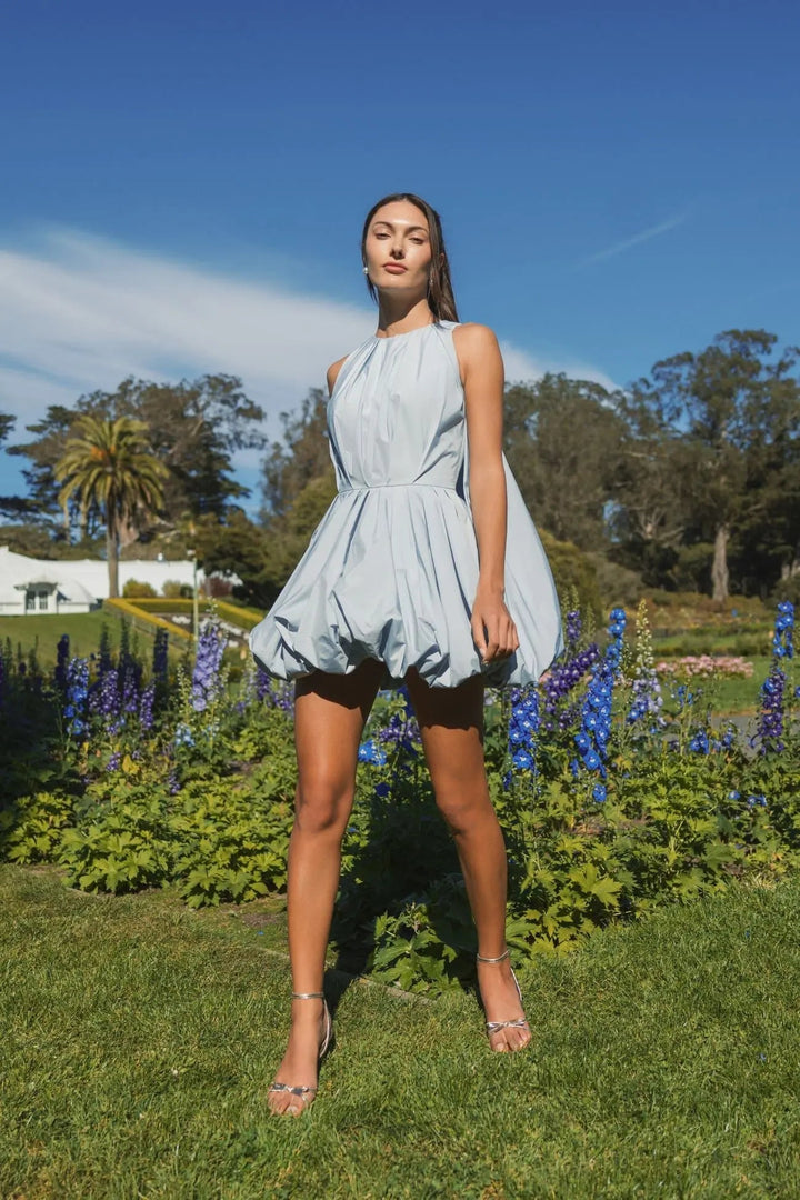 Mac Duggal 20704 Blue Sleeveless Taffeta Bubble Mini Dress