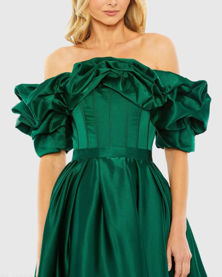 Mac Duggal 20706 Off The Shoulder Tea Length Dress