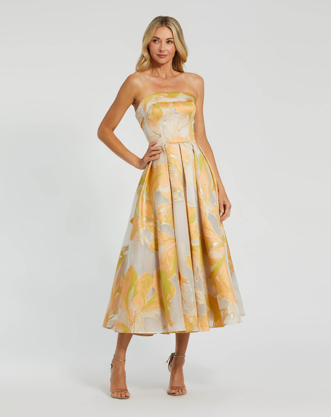 Mac Duggal Women's Floral Brocade Strapless Cocktail Dress - Peach Multi