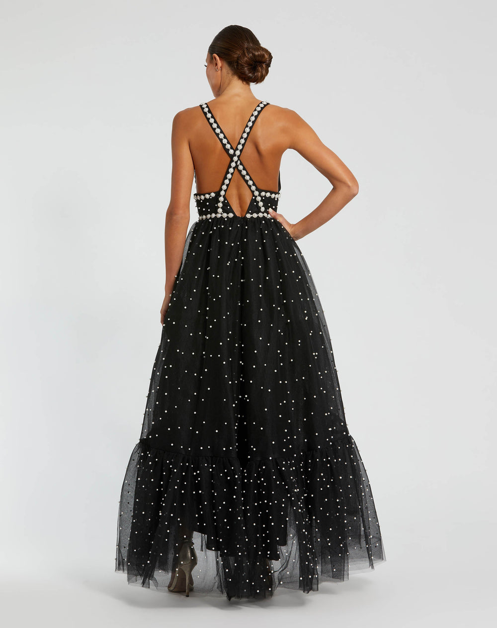 Mac Duggal 20747 Pearl Beaded High-Low Gown