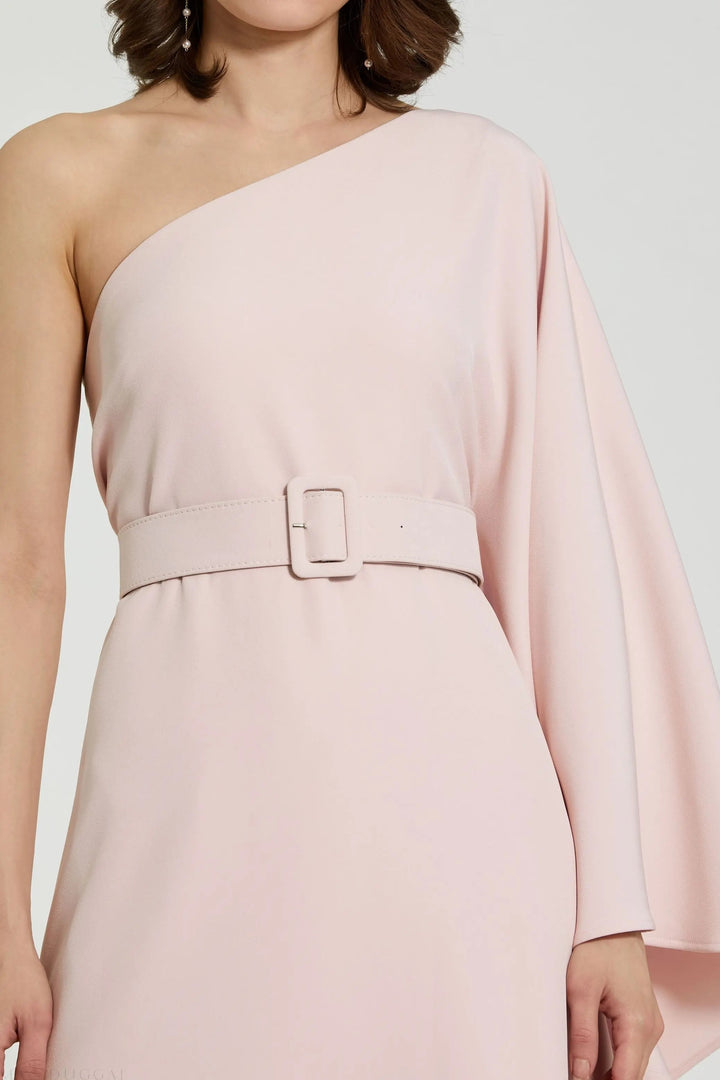 Mac Duggal 21049 Crepe One Sleeve Belted Kaftan Dress - FINAL SALE