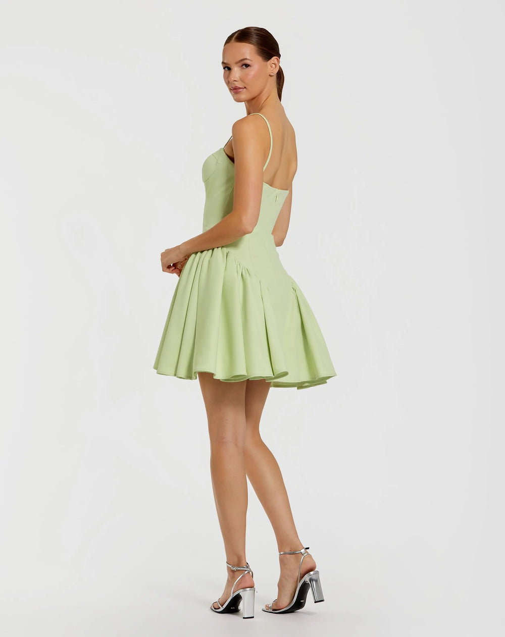 Green Sweetheart Neck Spaghetti Strap Mini Dress - FOSTANI.com