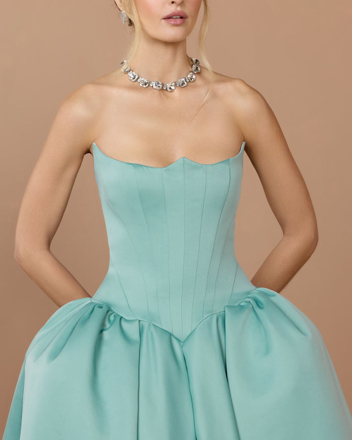 Mac Duggal 21259 Strapless Satin Corset Ball Gown