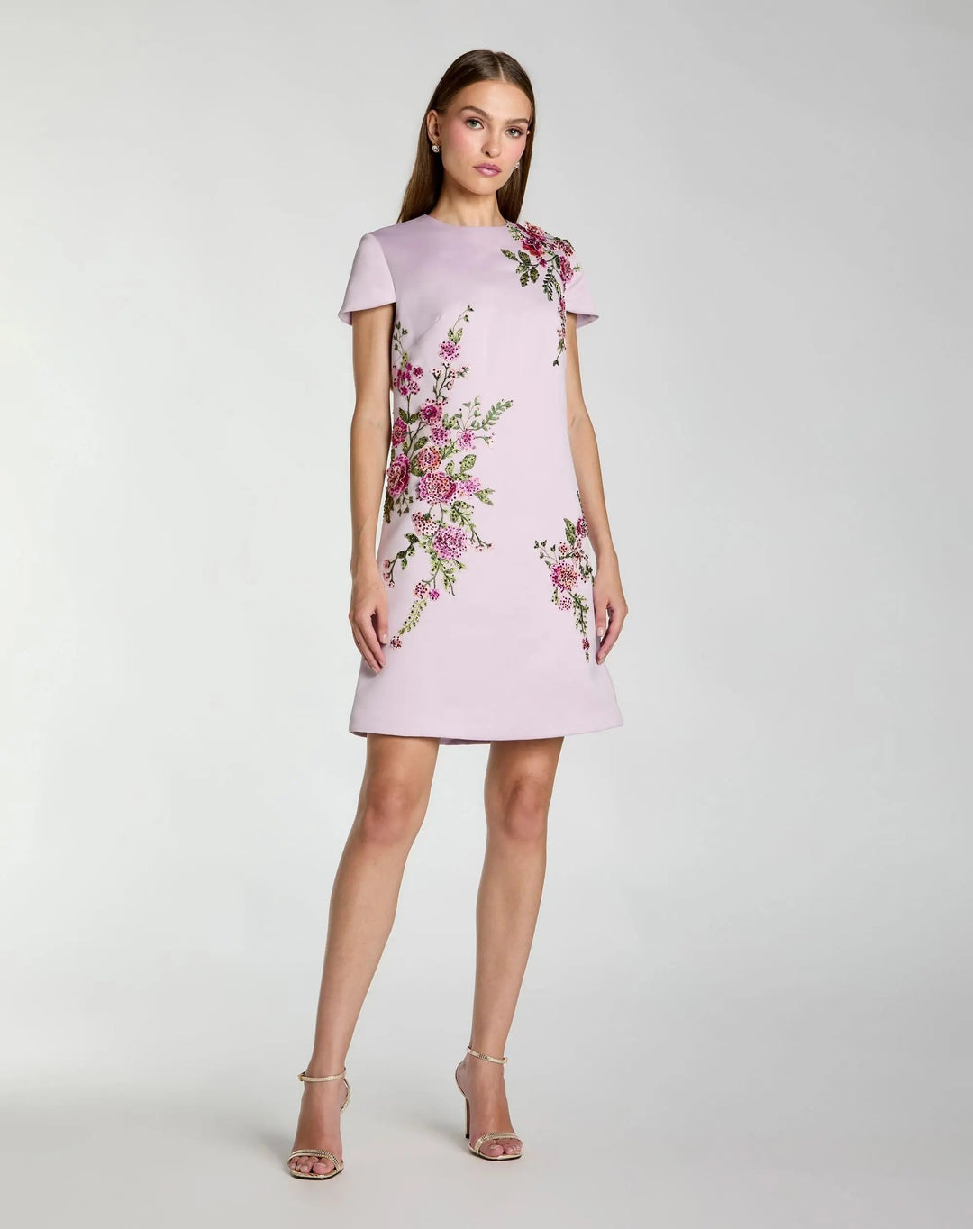 mac duggal mini dresses Mac Duggal - Purple Cap Sleeve Embroidered Satin Mini Dress
