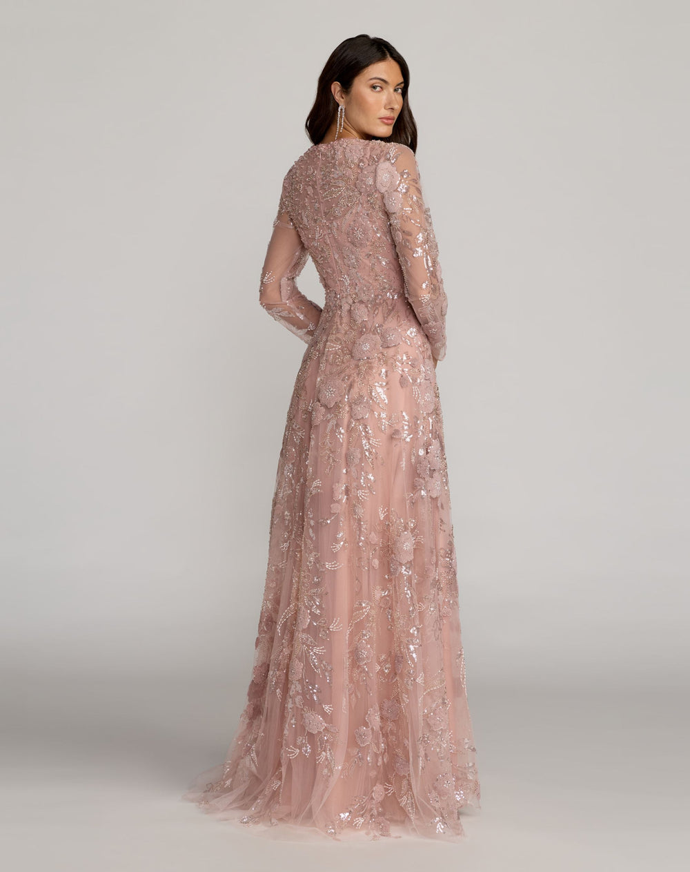 Mac Duggal 21366 Embellished Long Sleeve Evening Gown