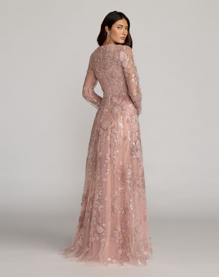 Mac Duggal 21366 Embellished Long Sleeve Evening Gown