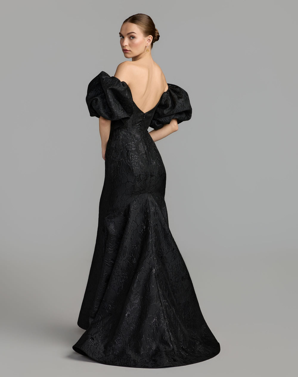Mac Duggal 21526 Embellished Brocade Off The Shoulder Mermaid Gown