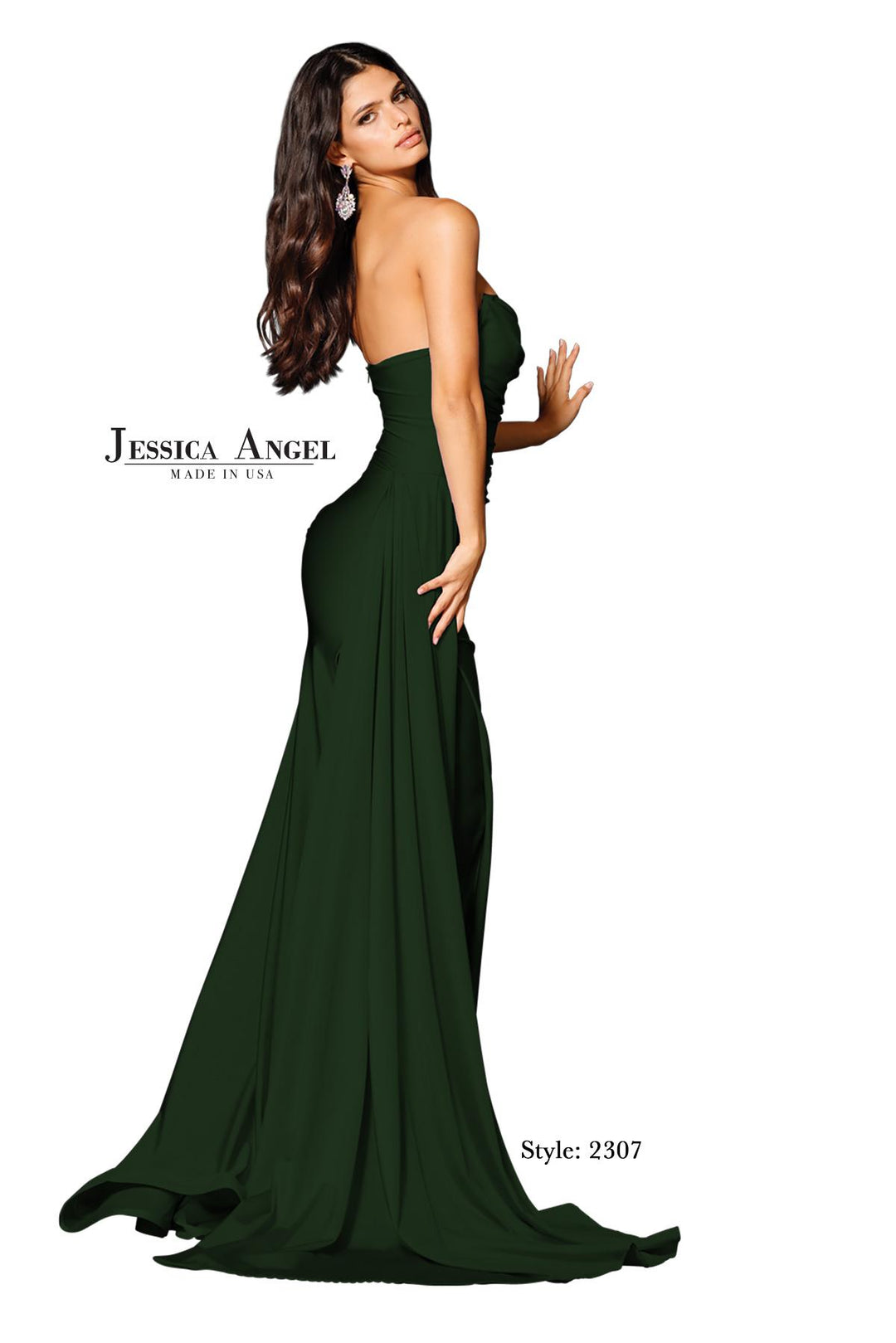 Jessica Angel 2307 draped jersey mermaid gown back view 5