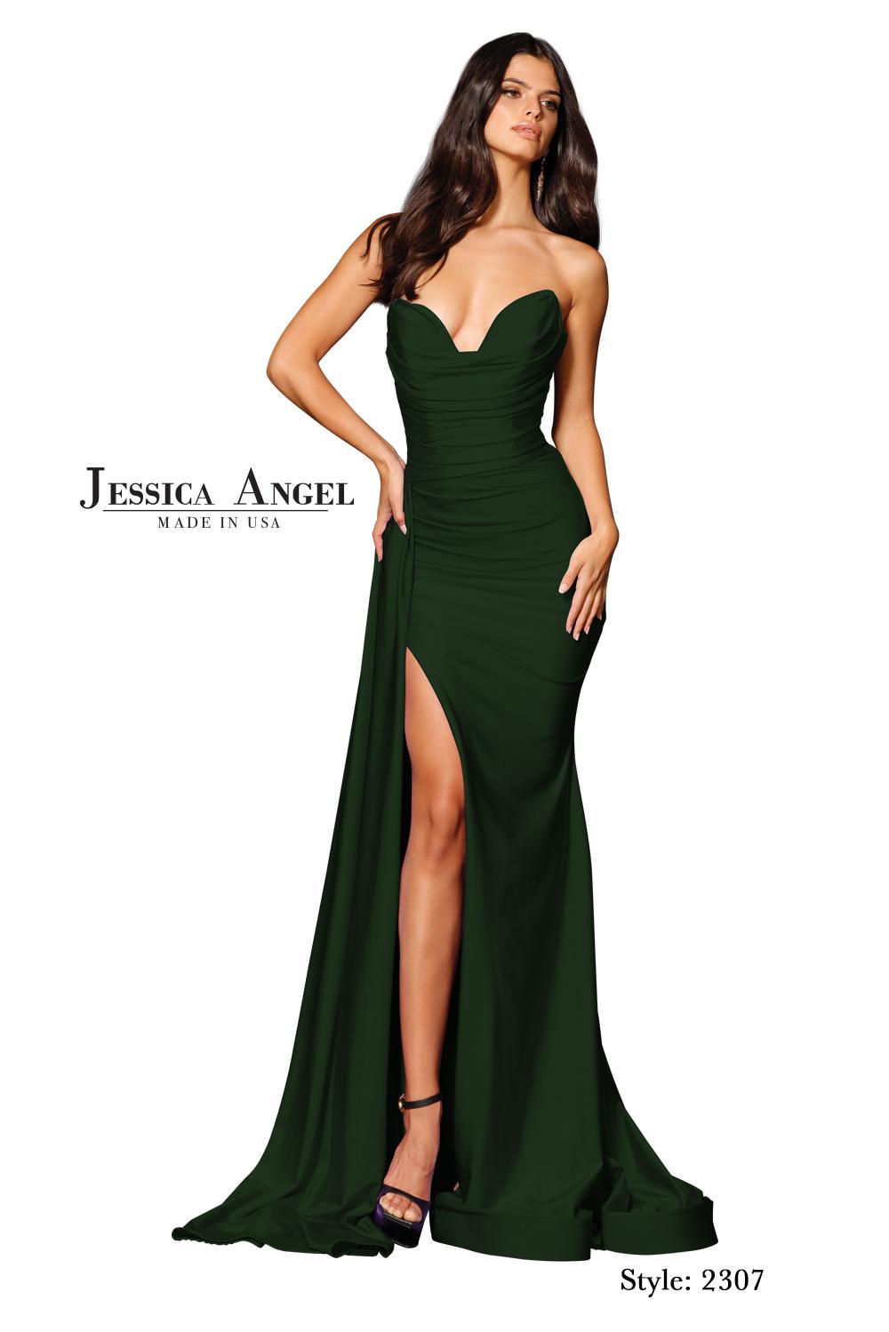 Jessica Angel 2307 draped jersey mermaid gown front view 5
