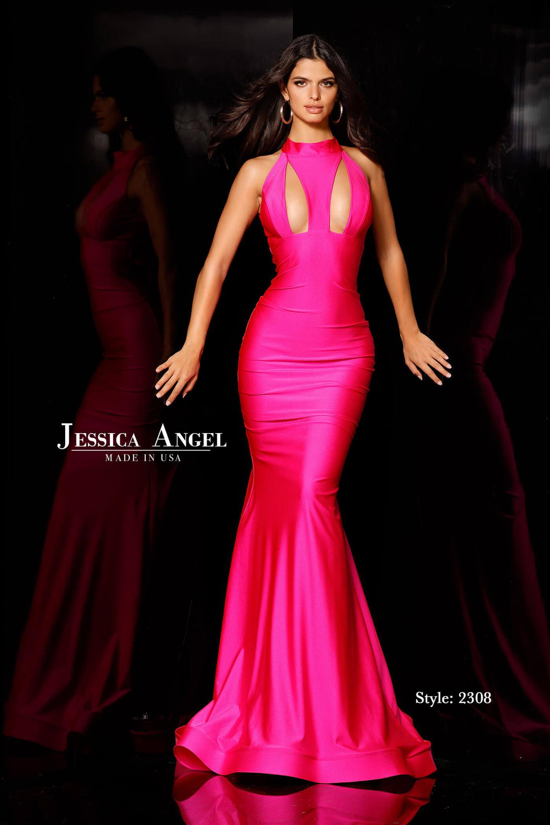 Jessica Angel 2308 keyhole halter mermaid gown front view