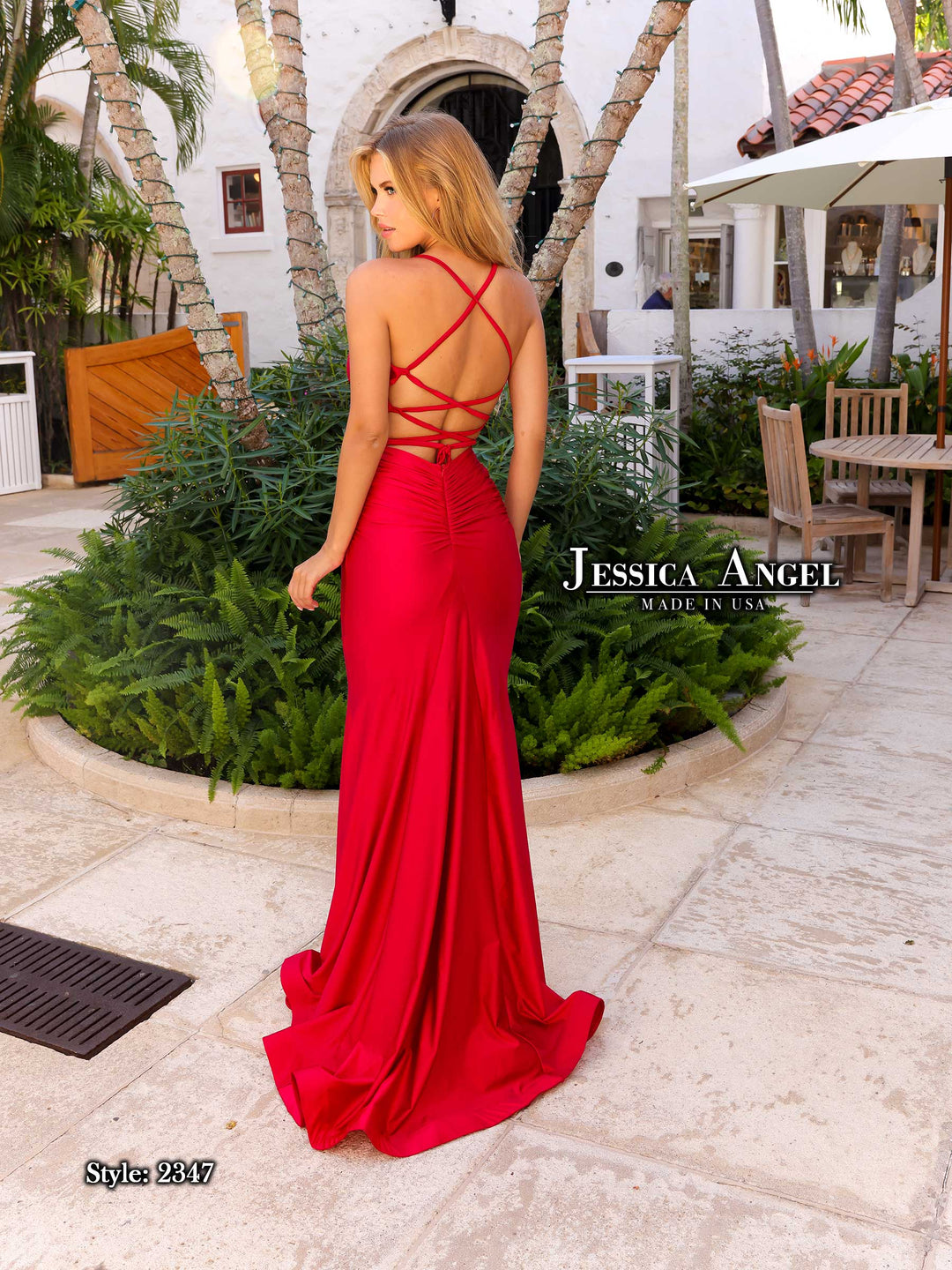 Jessica Angel 2347 crisscross back prom dress back view