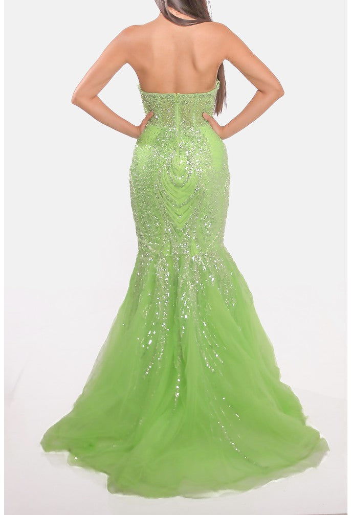 Terani Couture 241P2171 Sophisticated Prom Strapless Mermaid Long Formal Tulle Dress