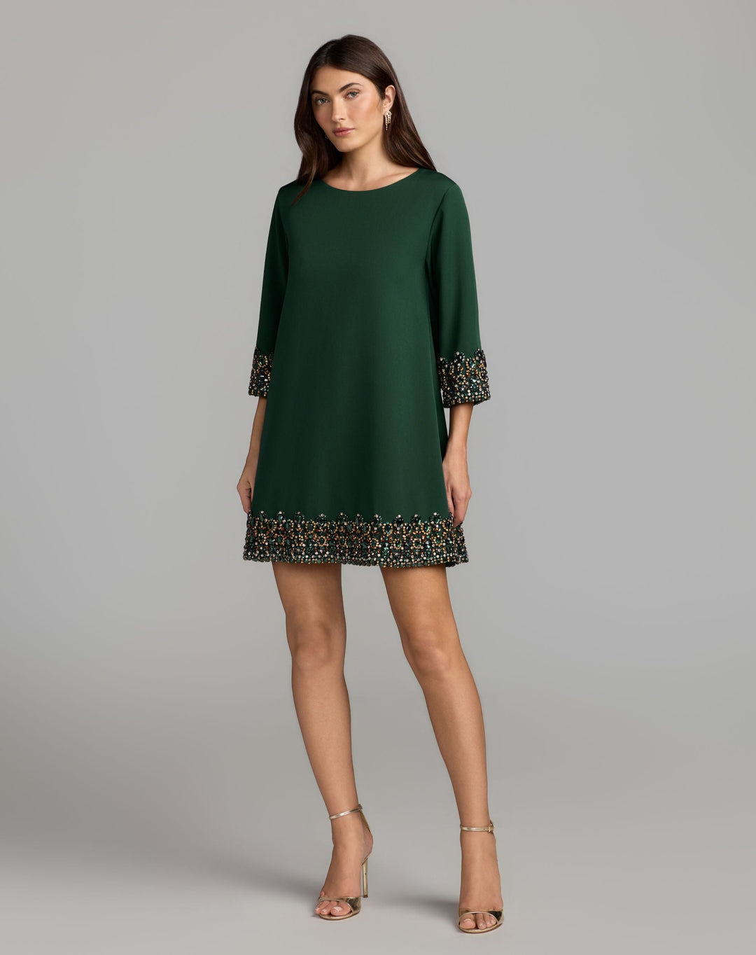 Mac Duggal 2430 Embellished Trim Mini Dress With 3/4 Sleeves