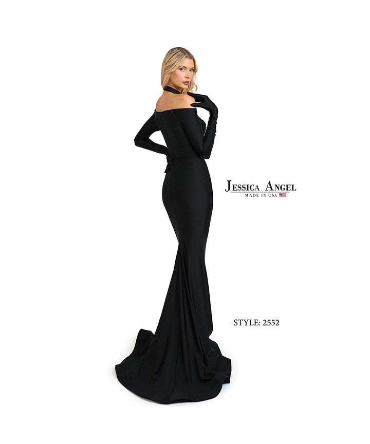 Jessica Angel 2552 off shoulder mermaid gown back view
