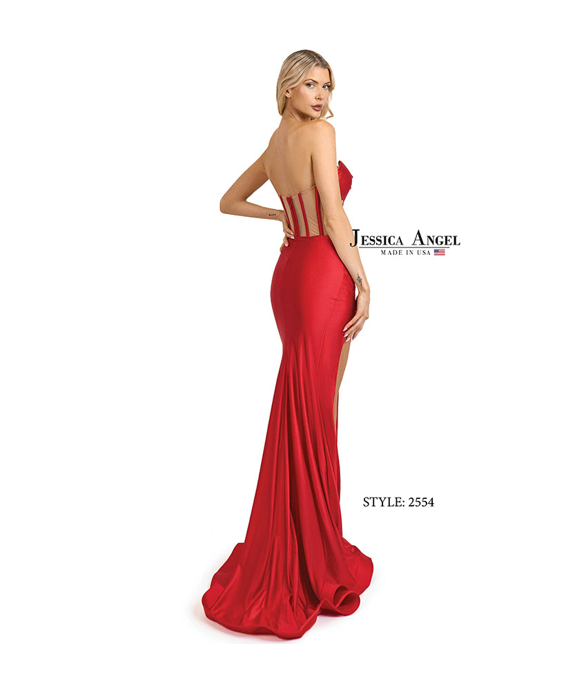 Jessica Angel 2554 sheer corset gown back view