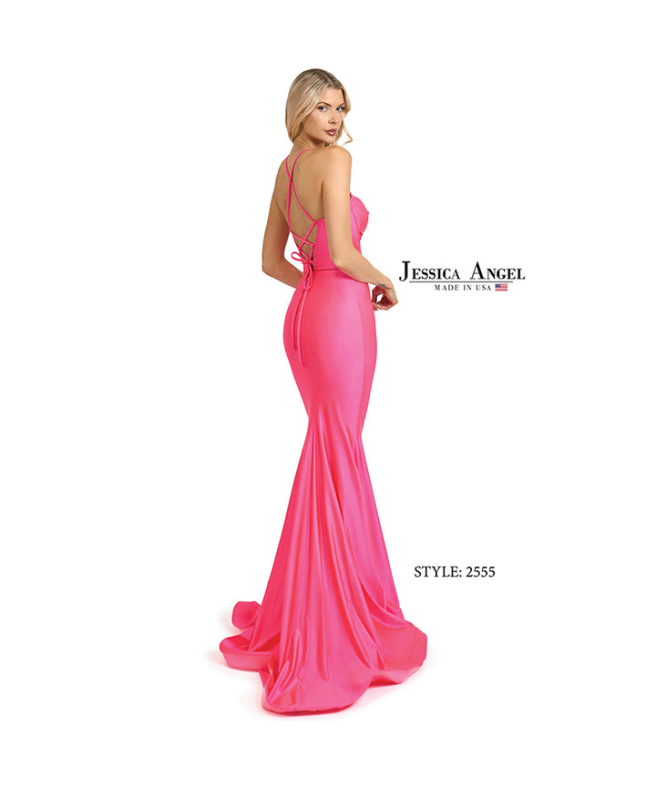 Jessica Angel 2555 sweetheart jersey mermaid gown back view