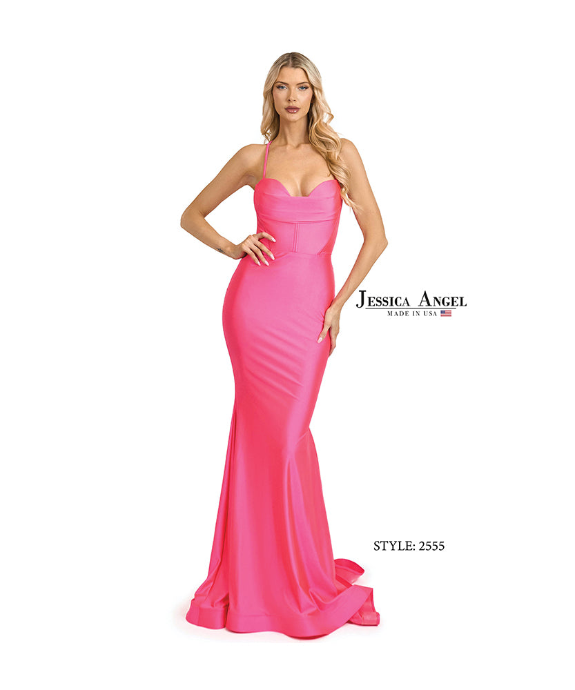 Jessica Angel 2555 sweetheart jersey mermaid gown front view
