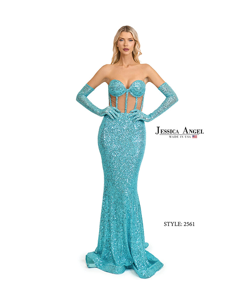 Jessica Angel 2561 strapless corset mermaid gown front view