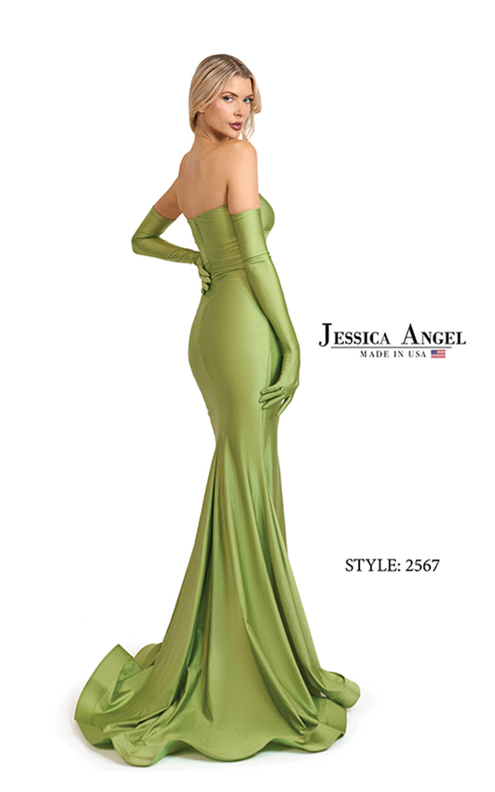 Jessica Angel 2567 strapless jersey mermaid gown back view