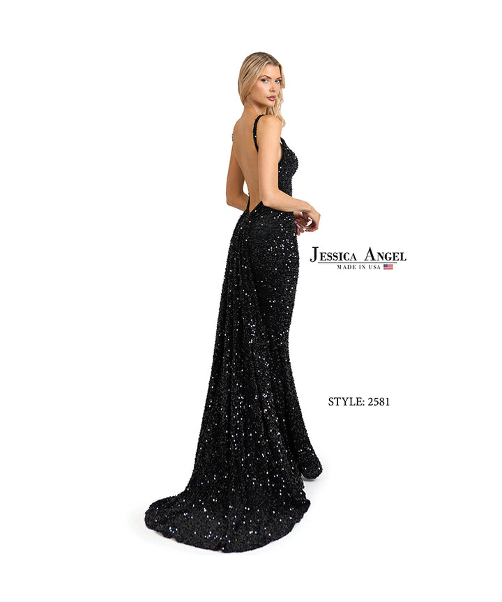 Jessica Angel 2581 scoop neck mermaid gown back view 2