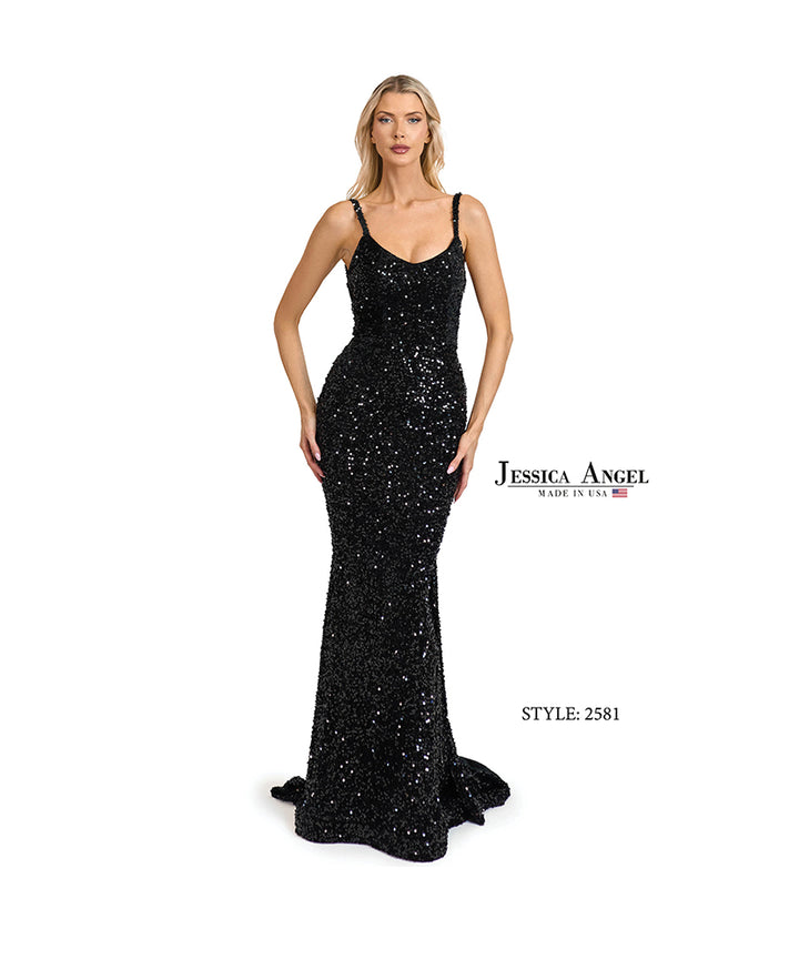 Jessica Angel 2581 scoop neck mermaid gown front view 2
