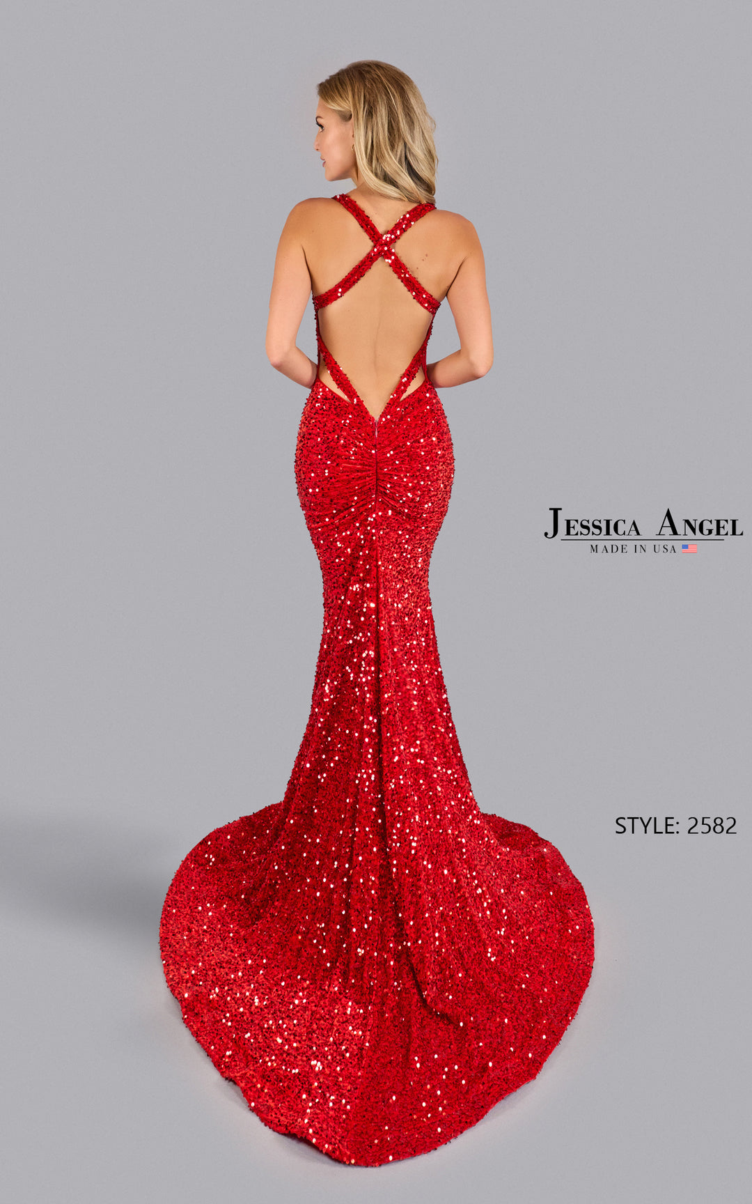 Jessica Angel 2582 crisscross back mermaid gown back view