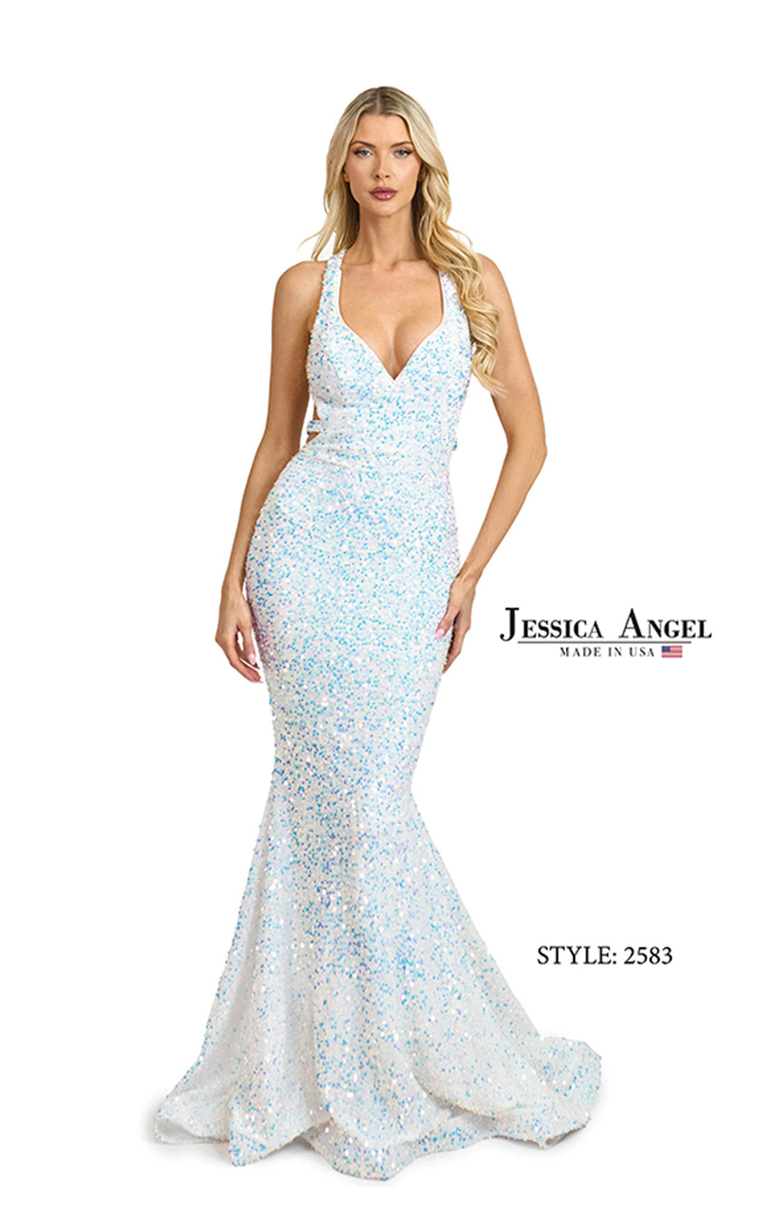 Jessica Angel 2583 strappy back mermaid gown front view
