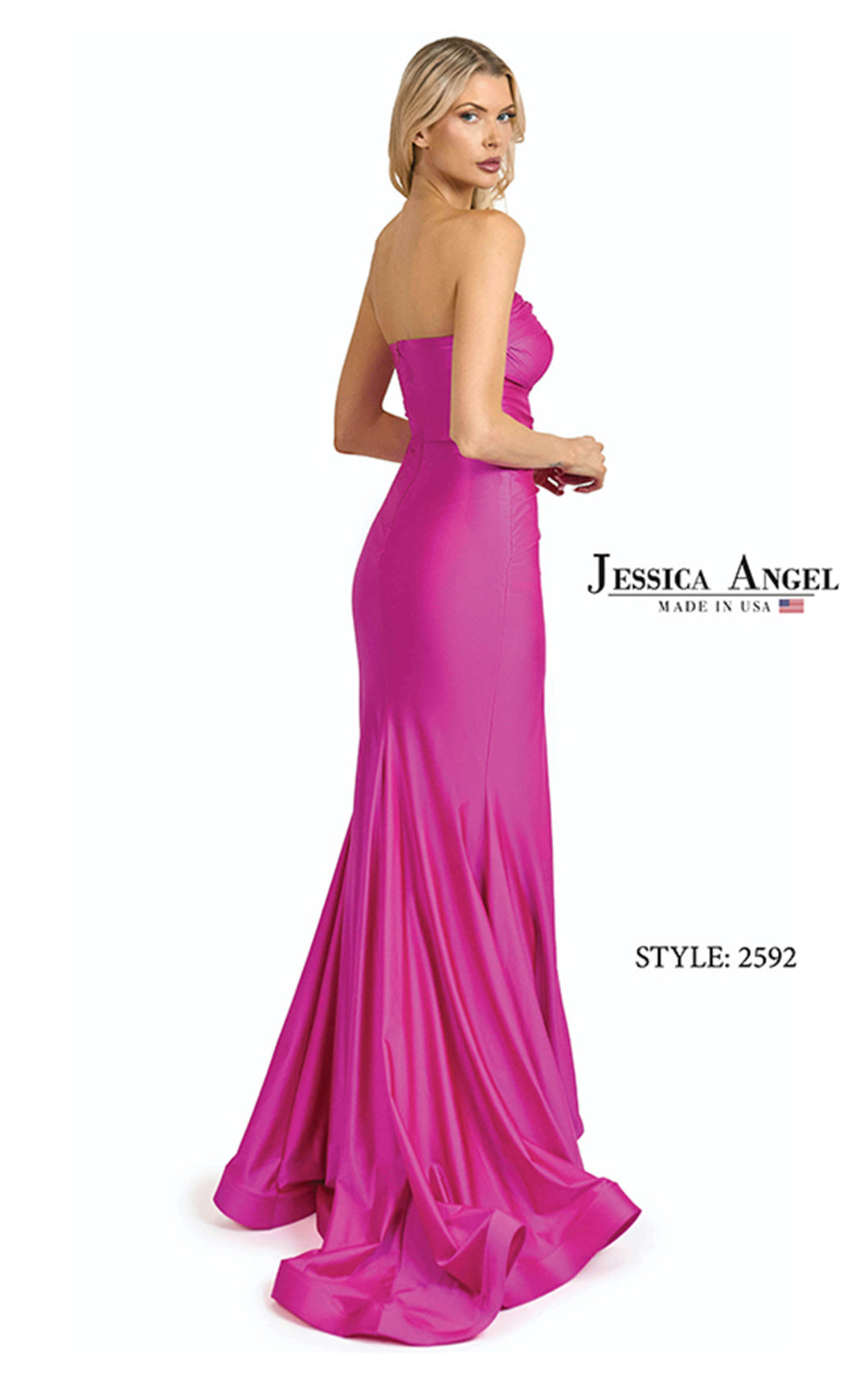 Jessica Angel 2592 strapless bow gown back view